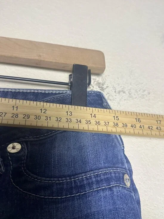 True Religion Women 30 Denim Blue Jean Pant USA Made Legging Tapered Slim Y2K - Picture 4 of 16